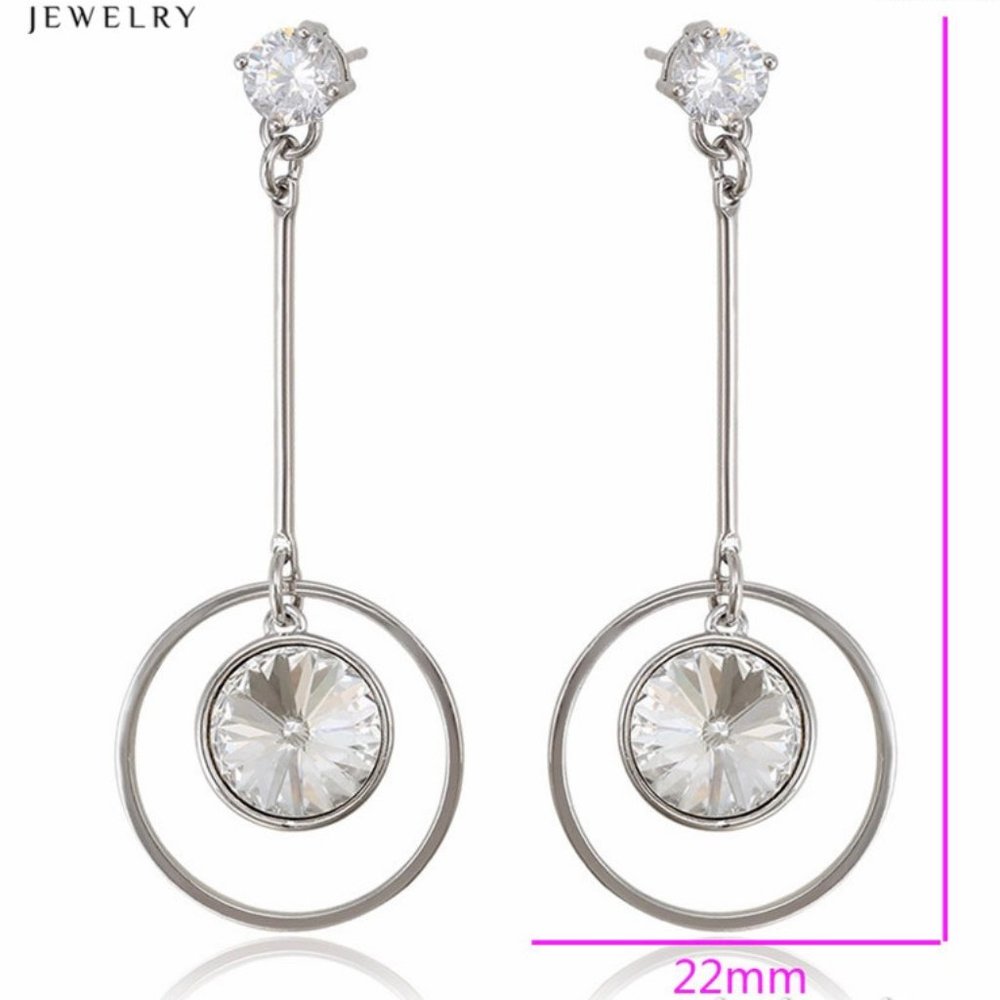 Pretty Swarovski Drop Hoop Earrings - Picture 2 of 10